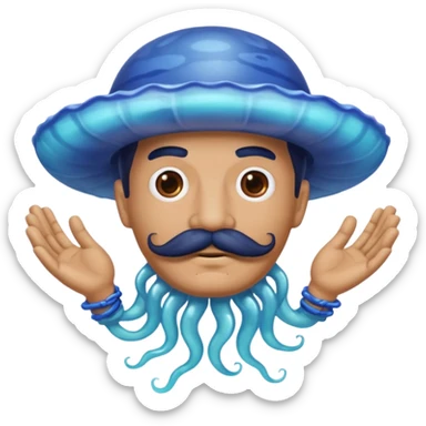 Un portugais avec une moustache mexicaine avec du ciment dans les mains  sticker