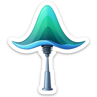 Minimalist emoji-style sticker of an old-school antenna with distorted, glitched signal waves. Clean icon style. sticker