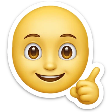 A normal smiling yellow emoji like the basic iPhone one's pointing to its head like it has a great idea sticker