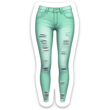 Realistic isolated pair of mint green ripped jean jeggings. sticker