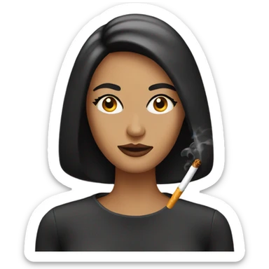 woman with long lashes and a side part bob smoking a cigarette  sticker