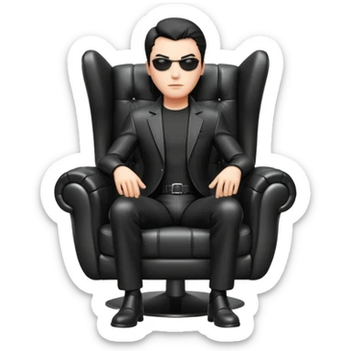 Matrix trinity black leather full body sit on a leather armchair sticker