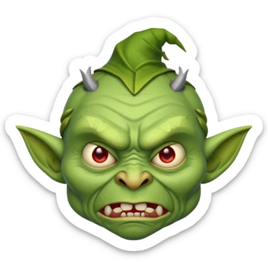 angry goblin, wrinkled face sticker