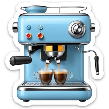 Light blue Espresso machine brewing espresso sticker