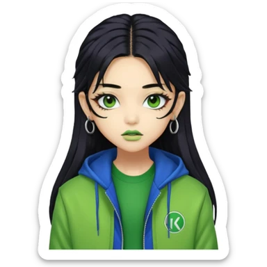  portrait-of-a-green-skin-alien-k-pop-idol,-wearing-a-stylish-streetwear-outfit-with-layered-colorful-clothing-makeup,- sticker