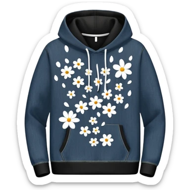 The BLACK Denim Tears Hoodie features a black base with distinctive white and black  open flower spots with empty space in the middle, These hollow ring-like patterns are scattered across. BLACK AND WHITE FLOWERS sticker