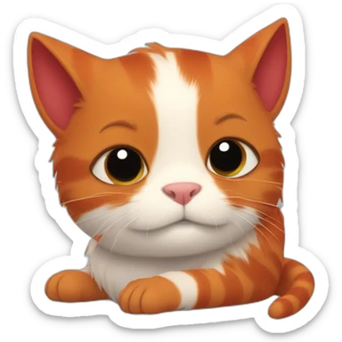 red cat is hugging small black guinea pig sticker