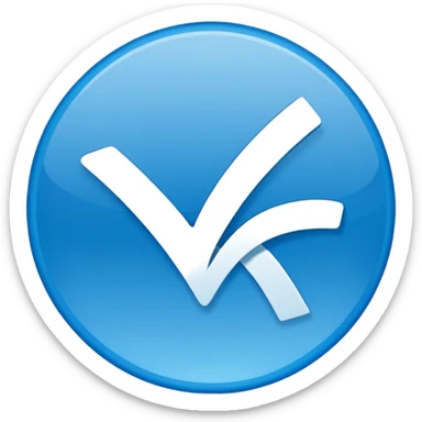 A check mark in a completely blue circle like a max sticker