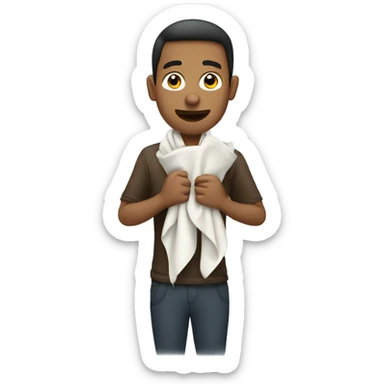 Holding a handkerchief sticker