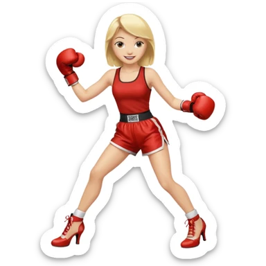 Blond girl, dancing with high heels, boxing gloves sticker