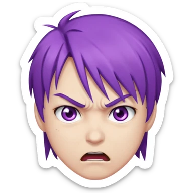 Perso style manga avec des cheveux violet les yeux violet , et un air énervé  sticker