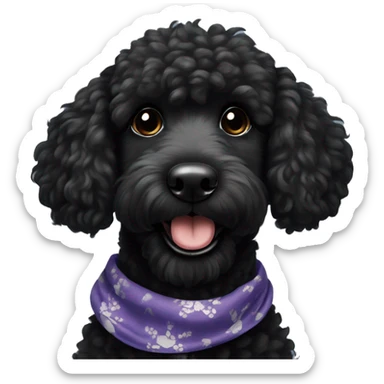 BLACK Groodle sisters with a big smile. Also with a bandanna around its neck. Both Dogs need to be all black fur sticker