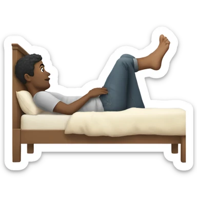 someone blushing and kicking their feet while laying on the bed sticker