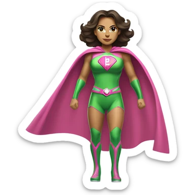 Hispanic woman superhero in pink and green sticker