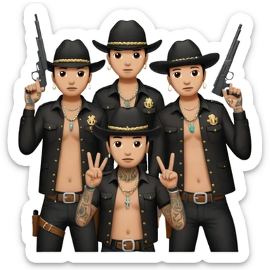 Norteño gang with numbers 14, hand gang signs and guns sticker