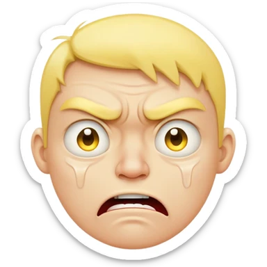 yellow face with angry expression and tears, mad and crying sticker