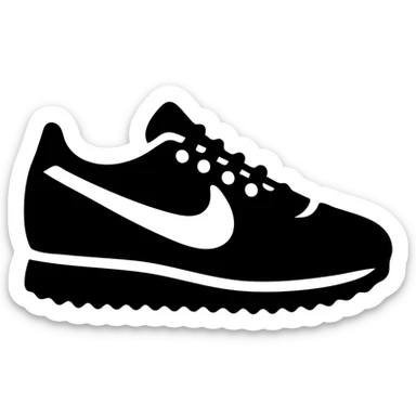 Nike Cortez sneakers, with a colorful design sticker