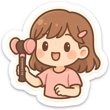 a fan holding a Blackpink light stick, cute chibi style, pink accents sticker
