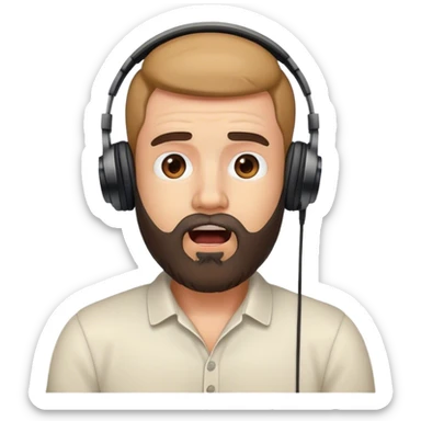 Man with a beard and headphones of his head shocke sticker