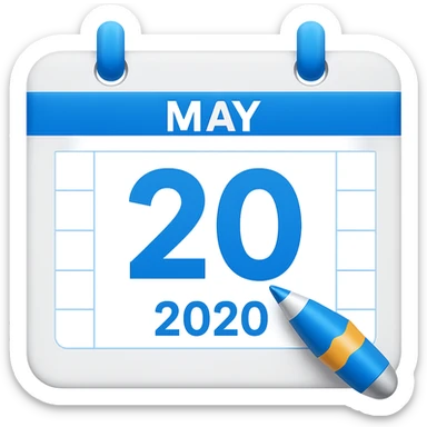 Edit the image to change the text 'May2' to 'May' and enlarge the number '20'. The style is emoji style, so keep the emoji look and feel. Remove the background so the subject is isolated. sticker