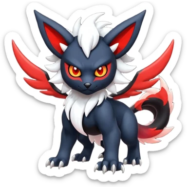 Handsome cool badass edgy Absol-Litten-Zorua-Giratina-Yveltal-Pokémon-Fakémon-fusion-hybrid-creature sticker
