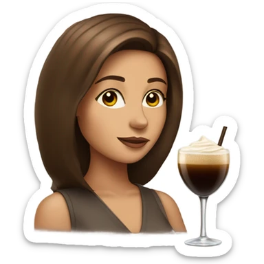 Brown haired Girl with an espresso martini sticker