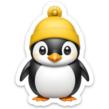 Singing penguin yellow beanie bell sticker
