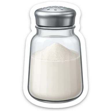 a full salt shaker with "salt" on it sticker