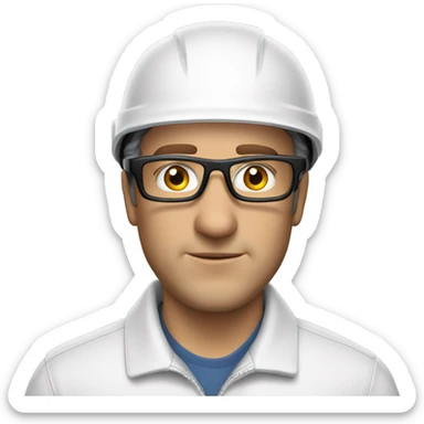 Caucasian man wearing helmet, glases and earplugs sticker