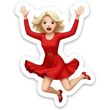 Woman jumping screaming “fraud” sticker