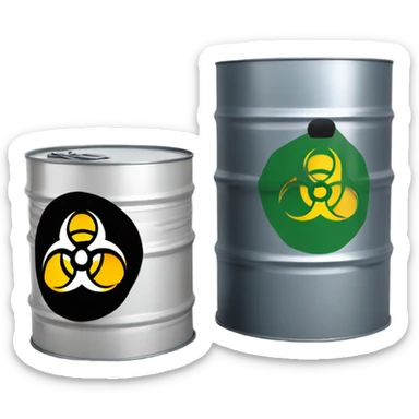 Biohazard symbol on a metal barrel sticker