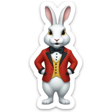The White Rabbit from Alice in Wonderland. He has round glasses and has a red blazer  sticker