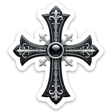 black goth cross sticker