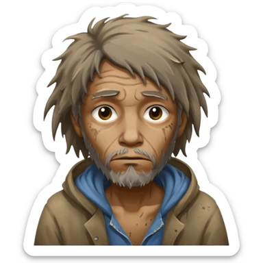 very dirty looking homeless person very very dirty and smelly looking face only, not old with stains everywhere and messy hair sticker