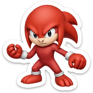 Sonic the hedgehogs friend knuckles a red animal with peach arms and white gloves sticker