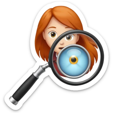 un écureuil debout, l'air concentré, utilisant une loupe pour examiner un objet sticker