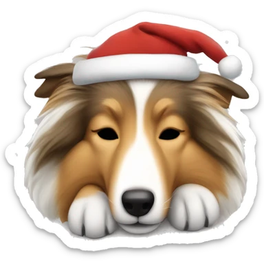 sleeping shetland sheepdog christmas sticker