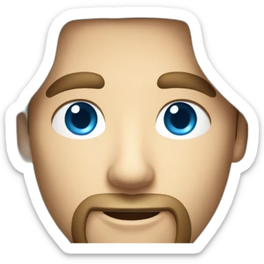 man with brown long hair, a beard and blue eyes holding an iphone sticker