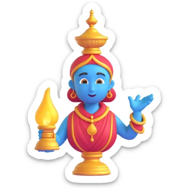 a genie coming out of a lamp, 3D emoji style sticker