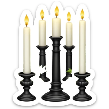 Aesthetic scenic scene of Candles white and with flowers and marble pedestals and lush vines and ferns sticker
