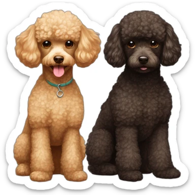 Blonde toy poodle with dark brown toy poodle sticker