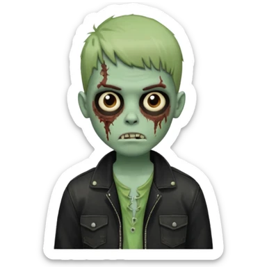 Garoto zumbi com camisa alternativa cabelo castanho quase tijelinha mas não tijelinha sticker