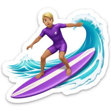 glitter surfer purple surf in wave ocean cian sticker