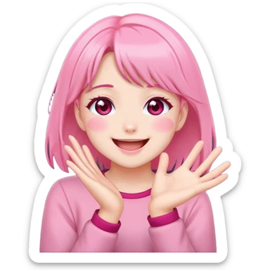 Anime girl clapping cheeks sticker