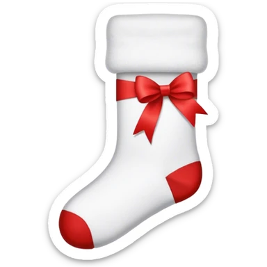 A white sock with a red ribbon sticker