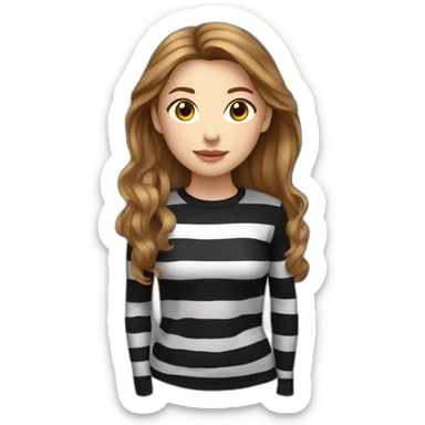 light brown hair woman black stripy long-sleeve sticker