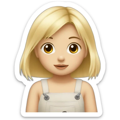 bébé fille blonde décoiffée assise avec une peluche Totoro  sticker