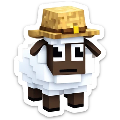Minecraft sheep with Super mario's hat sticker