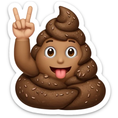 Poop wit the middle finger up sticker
