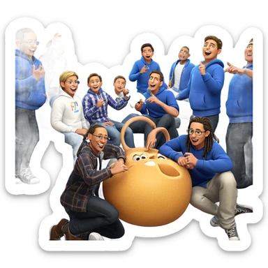 boys having fun together sticker